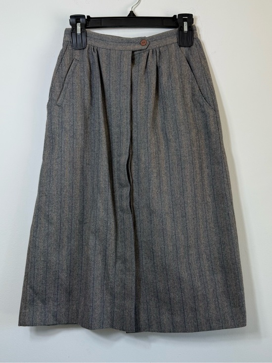 Ann Stevens Dresses & Skirts - Vintage Ann Stevens Wool Herringbone Pleated Midi Skirt Dark Academia Size 9/10